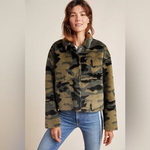 Anthropologie NVLT Vincenza Camo Faux Fur Jacket